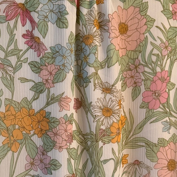 Vince Camuto Multicolor Pastel Floral Smocked Neck Sleeve Blouse, Size XL - Picture 5 of 11